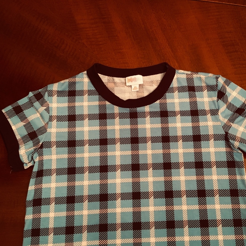 LuLaRoe blue plaid shirt